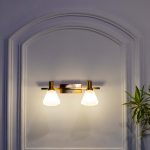 Buy Ainsley 2 Light Brass and Glass Wall Lamp Online