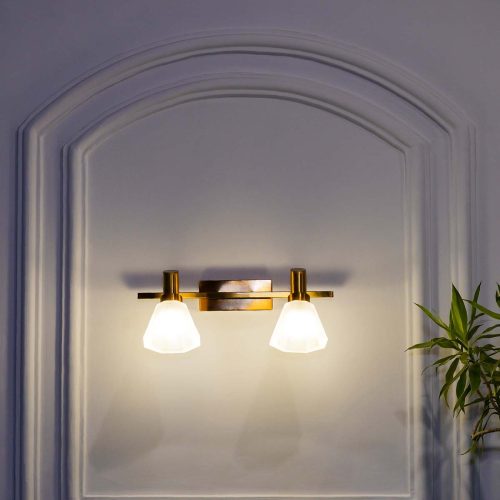 Buy Ainsley 2 Light Brass and Glass Wall Lamp Online