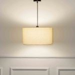 Designer Solid Colour Linen Shade Pendant Light With Off White Cotton Shade